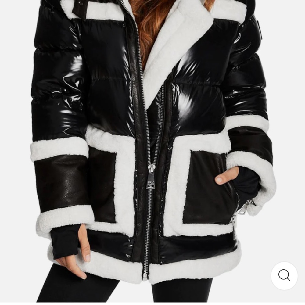 SAM Entourage Womens Lamb Shearling Puffer Down Coat size M BRAND NEW wi…